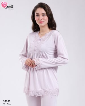 Rose Miss Pyjama tunique dentelle – Réf 18181 – Lilas