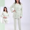 Rose Miss Ensemble pyjama et kimono 3 pièces – Réf 18192 – Vert pâle