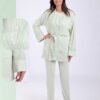 Rose Miss Ensemble pyjama et kimono 3 pièces – Réf 18192 – Vert clair