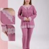 Rose Miss Pyjama boutonné dentelle – Réf 18236 – Mauve