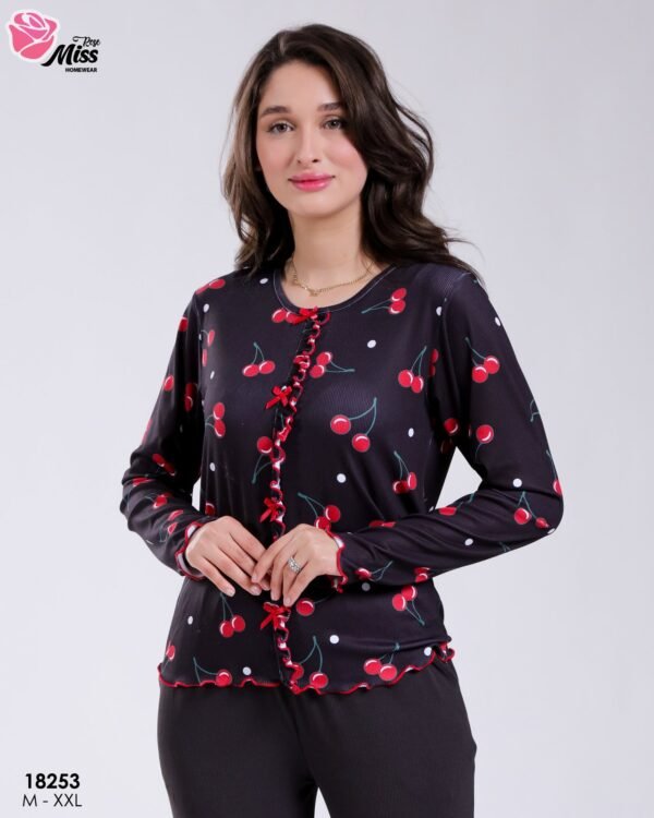 Rose Miss Pyjama imprimé cerises – Réf 18253 – Noir