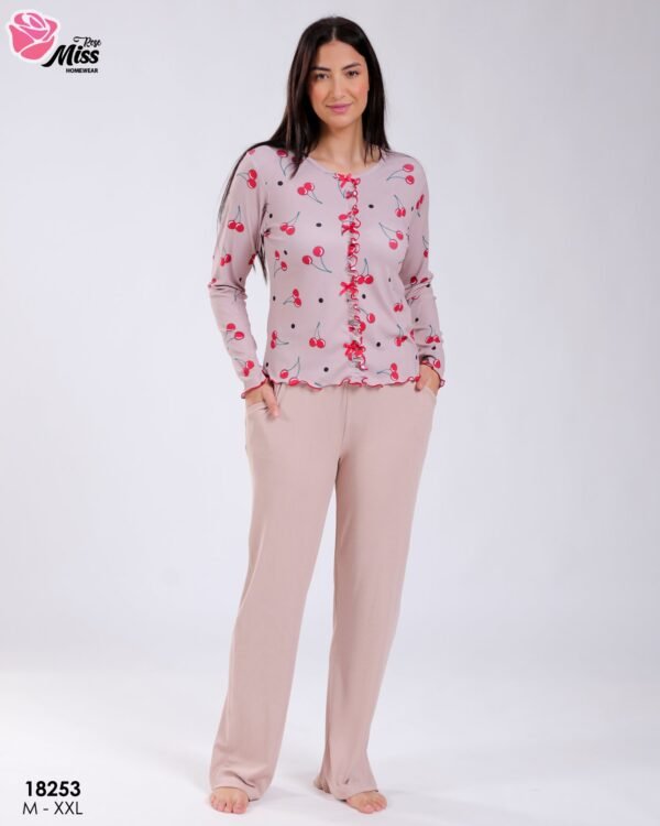 Rose Miss Pyjama imprimé cerises – Réf 18253 – Beige