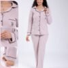 Rose Miss Pyjama chemise côtelé – Réf 18254 – Rose pâle