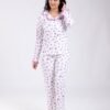 Rose Miss Pyjama chemise fleuri volants – Réf 18263 – Blanc et lilas
