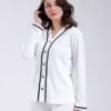 Rose Miss Pyjama torsadé boutonné galon – Réf 18271 – Écru