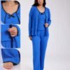 Rose Miss Pyjama 3 pièces torsadé avec gilet – Réf 18272 – Bleu roi