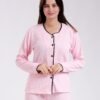 Rose Miss Pyjama 3 pièces torsadé avec gilet – Réf 18272 – Rose pâle