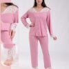 Rose Miss Pyjama boutonné dentelle – Réf 18274 – Rose