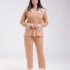 Rose Miss Pyjama boutonné dentelle – Réf 18274 – Camel