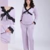 Rose Miss Pyjama dentelle noire nœud – Réf 18282 – Lilas