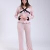 Rose Miss Pyjama dentelle noire nœud – Réf 18282 – Rose pâle