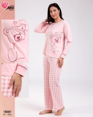 Rose Miss Pyjama ourson pantalon à carreaux – Réf 18301 – Rose Rose Miss Pyjama ourson pantalon à carreaux – Réf 18301 – Rose