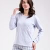 Rose Miss Pyjama ourson pantalon à carreaux – Réf 18301 – Bleu lavande