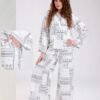 Rose Miss Pyjama ample imprimé – Réf 18326 – Blanc et gris