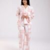 Rose Miss Pyjama ample imprimé – Réf 18326 – Blanc et corail
