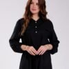 Rose Miss Robe longue chemise ceinturée – Réf 18329 – Noir