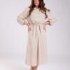 Rose Miss Robe longue chemise ceinturée – Réf 18329 – Écru