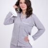 Rose Miss Pyjama chemise jacquard volants – Réf 18340 – Gris