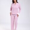 Rose Miss Pyjama chemise jacquard volants – Réf 18340 – Rose