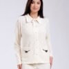 Rose Miss Pyjama jacquard col volanté nœuds – Réf 18342 – Écru