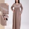 Rose Miss Chemise de nuit longue dentelle – Réf 18386 – Taupe