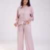Rose Miss Ensemble chemise et pantalon large imprimé – Réf 18387 – Rose