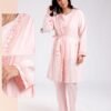 Rose Miss Ensemble pyjama et peignoir dentelle 3 pièces – Réf 18408 – Rose
