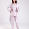 Rose Miss Ensemble pyjama et peignoir dentelle 3 pièces – Réf 18408 – Lilas
