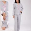 Rose Miss Pyjama côtelé nœuds volants – Réf 18411 – Gris