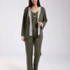 Rose Miss Pyjama 3 pièces côtelé dentelle avec gilet – Réf 18415 – Vert olive