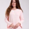 Rose Miss Chemise de nuit longue col dentelle – Réf 18426 – Pêche