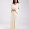 Rose Miss Chemise de nuit longue col dentelle – Réf 18426 – Jaune pâle