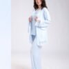Rose Miss Ensemble pyjama et peignoir jacquard 3 pièces – Réf 18438 – Bleu ciel