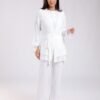 Rose Miss Ensemble pyjama et peignoir jacquard 3 pièces – Réf 18438 – Blanc