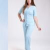 Rose Miss Pyjama chemise manches courtes gaufré – Réf 18452 – Bleu ciel