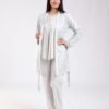 Rose Miss Ensemble pyjama et peignoir fleuri 3 pièces – Réf 18455 – Gris