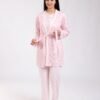 Rose Miss Ensemble pyjama et peignoir fleuri 3 pièces – Réf 18455 – Rose