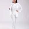 Rose Miss Ensemble pyjama et peignoir dentelle 3 pièces – Réf 18458 – Blanc