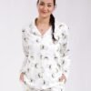 Rose Miss Pyjama chemise imprimé Stitch – Réf 18465 – Écru et vert anis