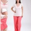 Rose Miss Ensemble pyjama t-shirt imprimé et pantalon – Réf 18470 – Corail