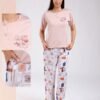Rose Miss Pyjama manches courtes pantalon imprimé – Réf 18474 – Beige