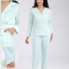 Rose Miss Pyjama chemise pantalon vichy – Réf 18482 – Vert d'eau