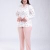 Rose Miss Pyjama chemise fleuri volants – Réf 18484 – Écru et pêche