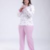 Rose Miss Pyjama chemise fleuri volants – Réf 18484 – Écru et lilas