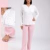 Rose Miss Ensemble pyjama fleuri gilet et débardeur 3 pièces – Réf 18485 – Rose pâle