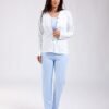 Rose Miss Ensemble pyjama fleuri gilet et débardeur 3 pièces – Réf 18485 – Bleu ciel