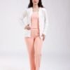Rose Miss Ensemble pyjama fleuri gilet et débardeur 3 pièces – Réf 18485 – Pêche