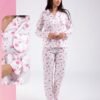Rose Miss Pyjama chemise fleuri – Réf 18488 – Blanc et rose