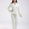 Rose Miss Pyjama chemise fleuri – Réf 18488 – Blanc et vert