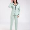 Rose Miss Pyjama chemise côtelé galon – Réf 18499 – Vert d'eau